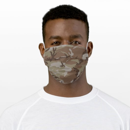 Camouflaged Tan and Brown Pattern Urban Desert Adult Cloth Face Mask (Worn)