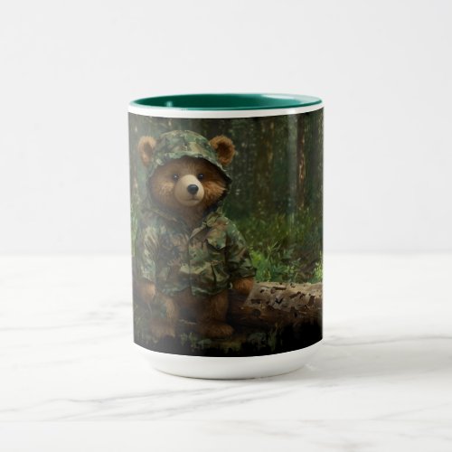 Camouflaged Teddy Bear Art for Kids Mug