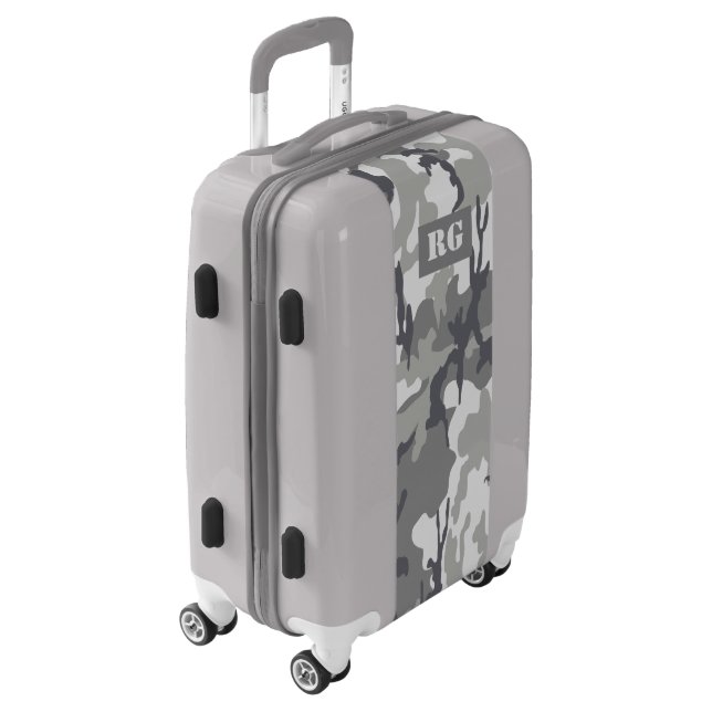 Camouflaged Urban Monogrammed Personalized Luggage (Rotated Left)