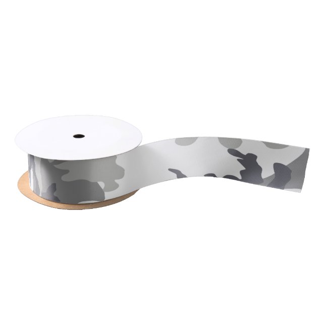 Camouflaged White and Grey military Satin Ribbon (Spool)