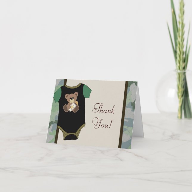 Camouflauge Baby Boy Shower Thank You Cards (Front)