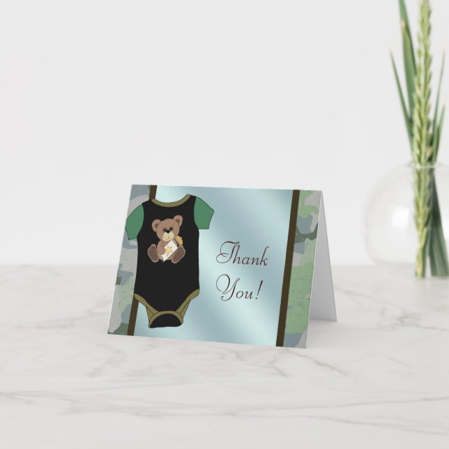 Camouflauge Baby Boy Shower Thank You Cards (Front)