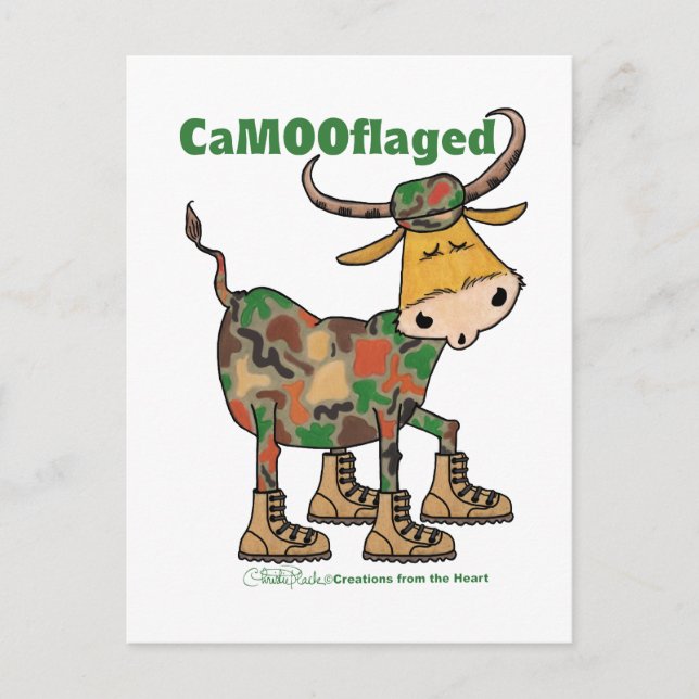 Camouflauge Bull Postcard (Front)