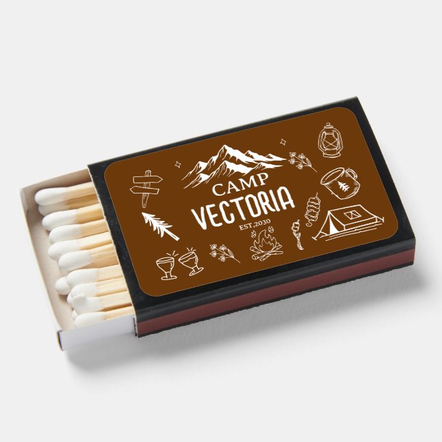 Camp Adventure Bride Matchboxes, Bachelorette Matchboxes (Front Open)
