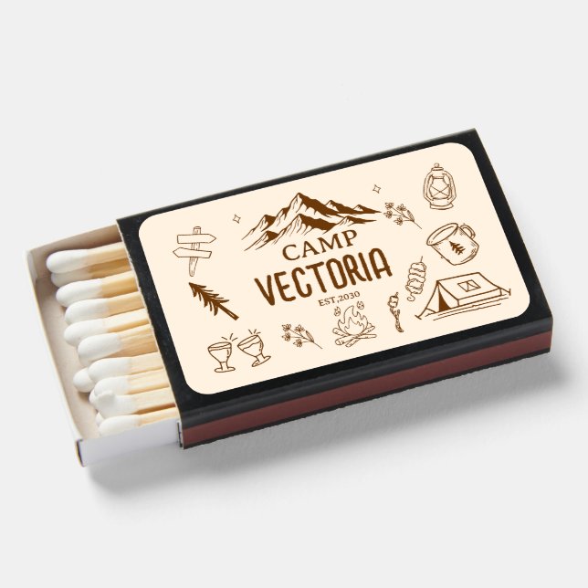 Camp Adventure Bride Matchboxes, Bachelorette Matchboxes (Front Open)