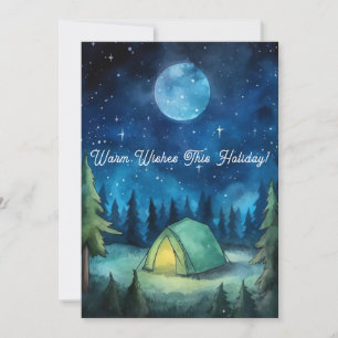 Camp Adventure Starry Pine Tree Christmas Holiday Card