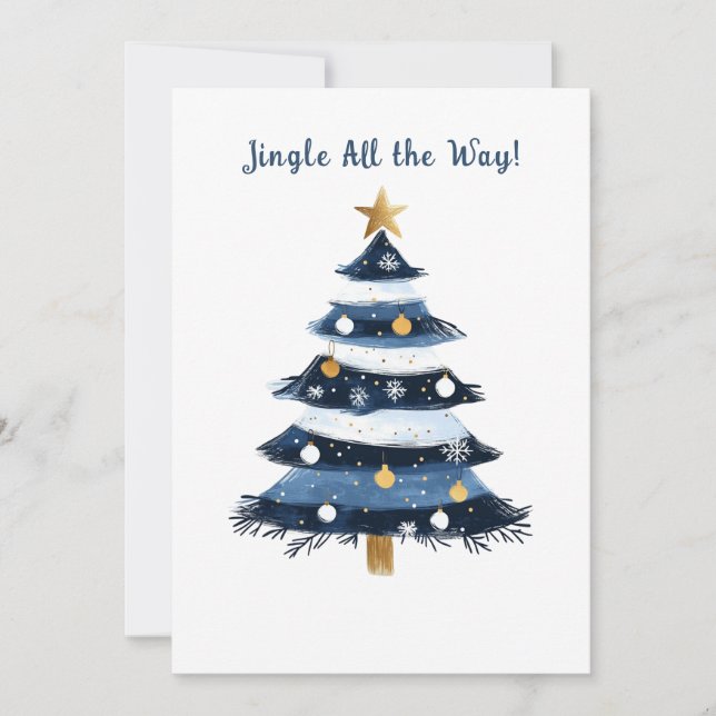 Camp Adventure Starry Pine Tree Christmas Holiday Card (Front)