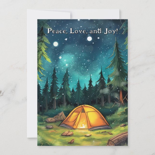 Camp Adventure Starry Pine Tree Christmas Holiday Card (Front)
