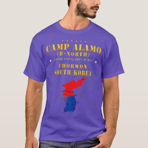 Camp Alamo BBorth Chorwon South Korea w Map Vert X T_Shirt