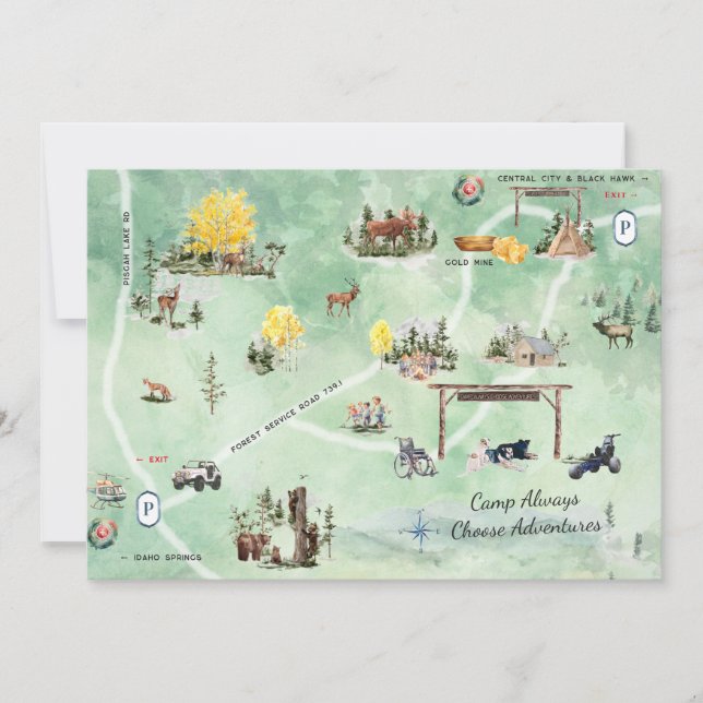 Camp Always Choose Adventures Map Insert Invitation (Front)