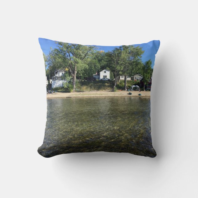 Camp and boat Lake Champlain pillow (Front)