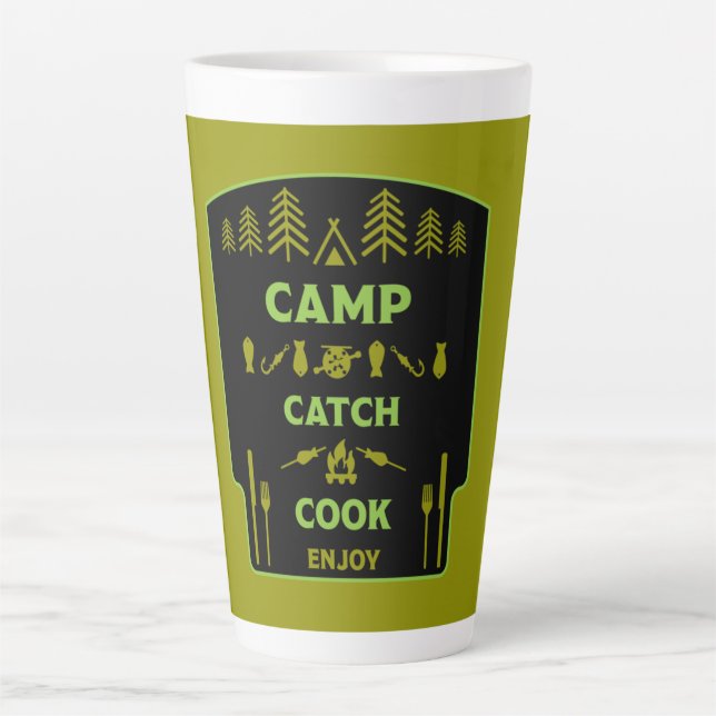 Camp And Catch Fishing Travel  Latte Mug (Front)