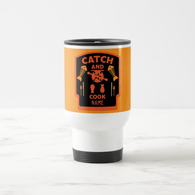 Camp And Catch Fishing Travel Mug (Center)