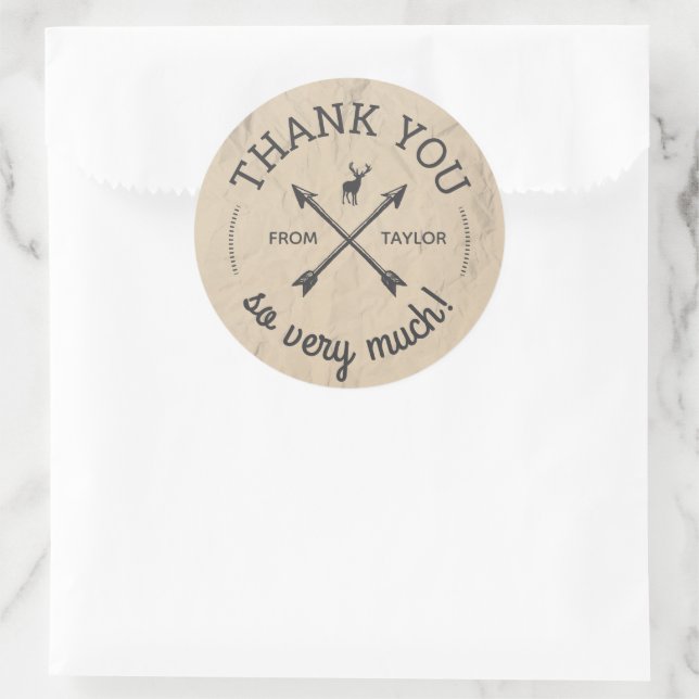 Camp Arrows Thank You Favor Classic Round Sticker (Bag)