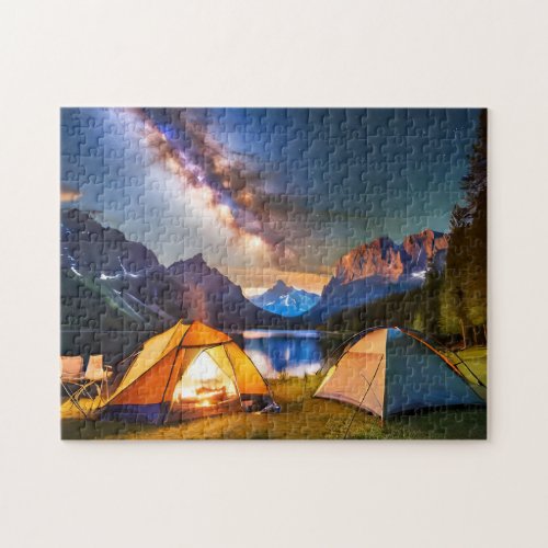Camp Art Mountainous Campsite 1 Easy Brain Art Puz Jigsaw Puzzle