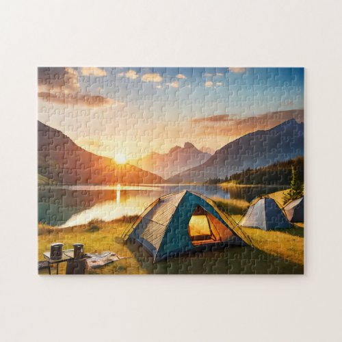 Camp Art Sunset Campsite Photo Puzzles Internet