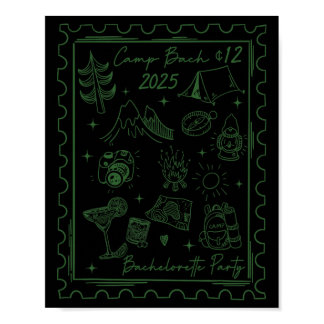 Camp Bach 2025 Team Bride Retro Camping Bacheloret Poster
