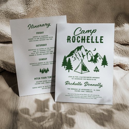 Camp Bach Bachelorette Camping Invitation