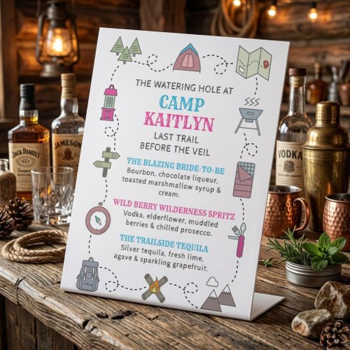 Camp Bach Bachelorette Party Signature Drinks Bar Pedestal Sign