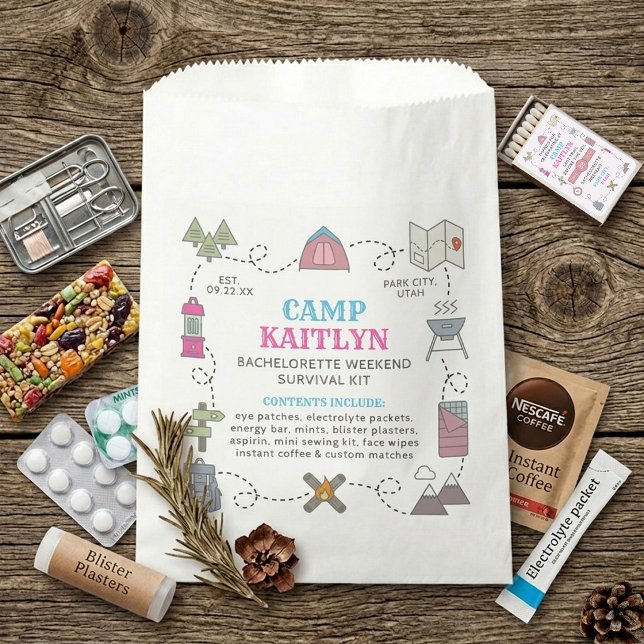 Camp Bach Bachelorette Weekend Party Survival Kit Favor Bag (Creator Uploaded)