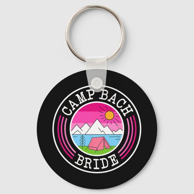 Camp Bach Bride Bridesmaid Retro Camping Bachelore Keychain (Front)