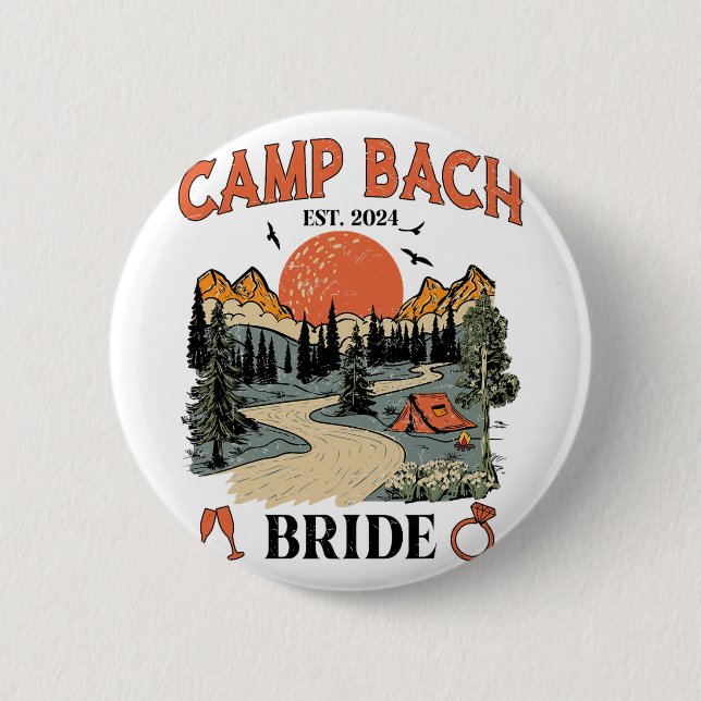 Camp Bach Bride Hiking Camping Bachelorette Party  Button (Front)