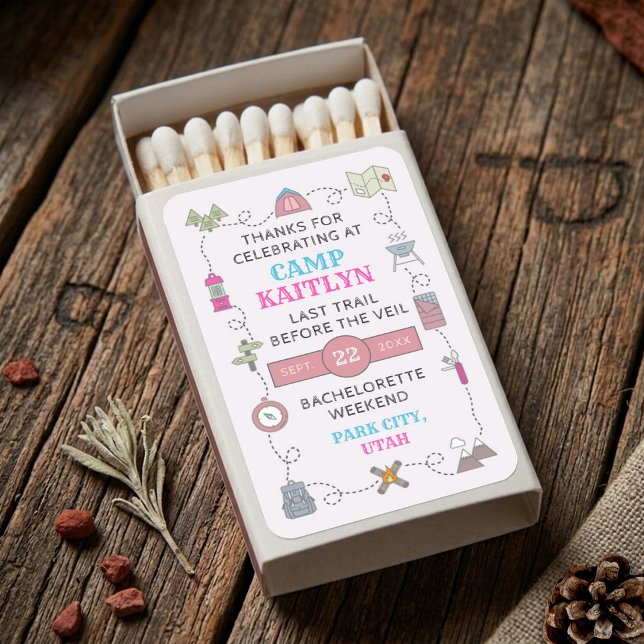 Camp Bach Wilderness Bachelorette Party Favor Matchboxes (Creator Uploaded)