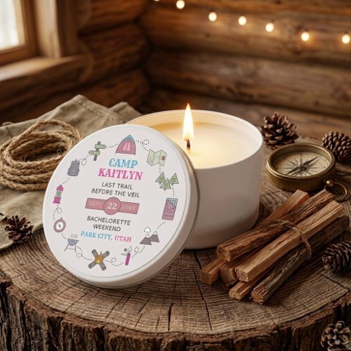 Camp Bach Wilderness Bachelorette Party Favor Mini Candle Favors
