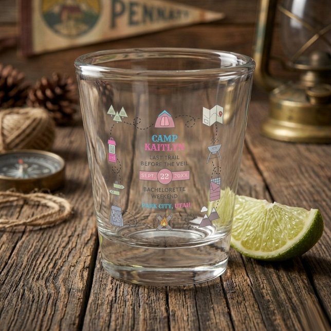 Camp Bach Wilderness Bachelorette Party Favor Shot Glass (Creator Uploaded)
