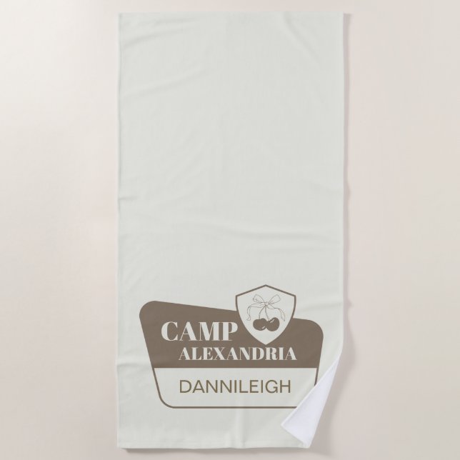 Camp Bachelorette Camping Sign Bridesmaid Beach Towel (Front)