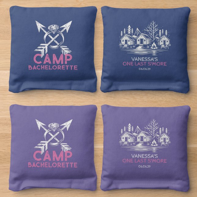Camp Bachelorette Cornhole Bags (Wood)