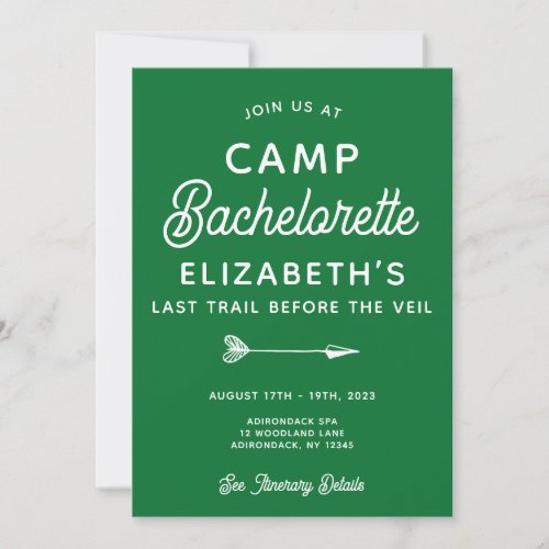 Camp Bachelorette Editable Party  Invitation