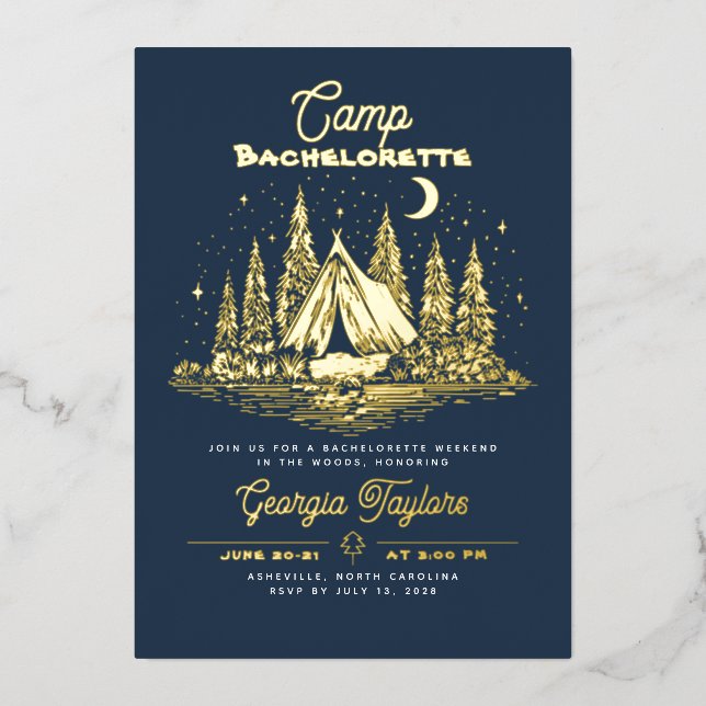 Camp Bachelorette Foil Invitation (Front)