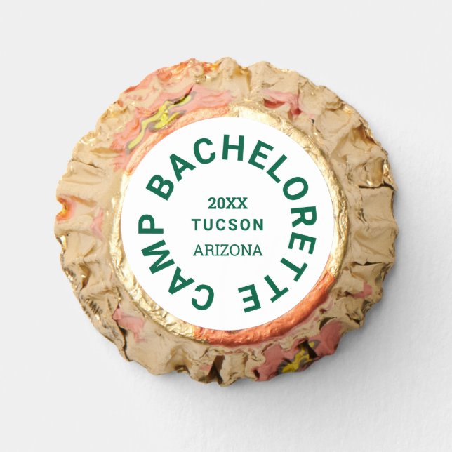 Camp Bachelorette Forest Green Personalized Reese's Peanut Butter Cups (Front)