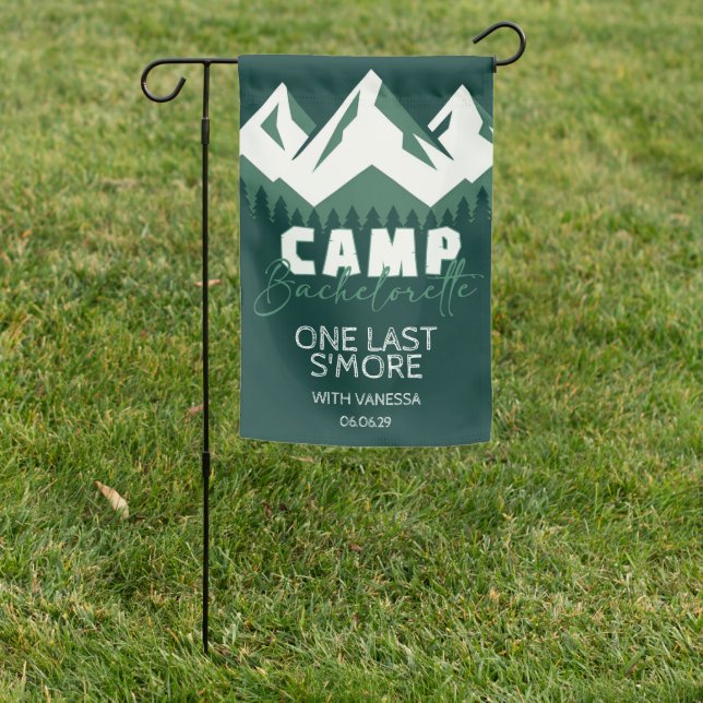 Camp Bachelorette Garden Flag (In SItu)