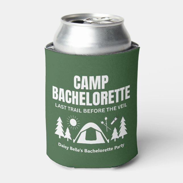 Camp Bachelorette Green Cooler (Can Front)
