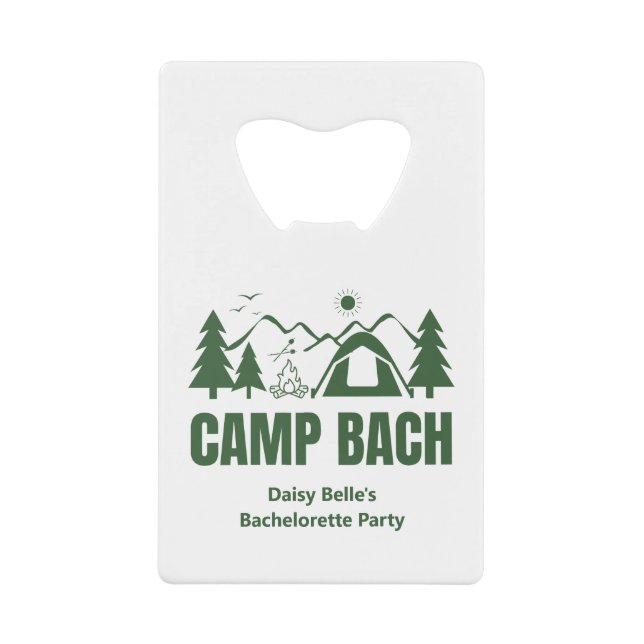Camp Bachelorette Green Cooler Credit Card Bottle Opener (Front)