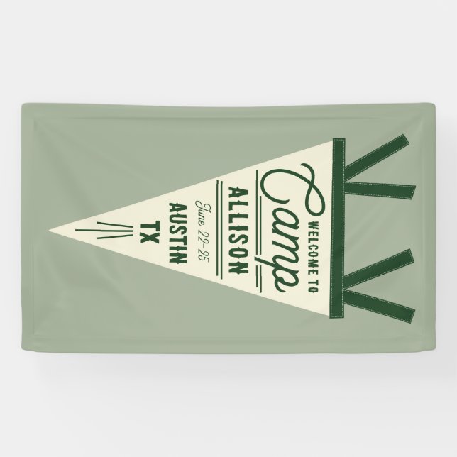 Camp Bachelorette Green Pennant Banner (Horizontal)