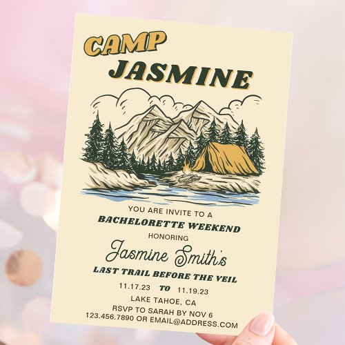 Camp Bachelorette Itinerary Girls Weekend Party Invitation