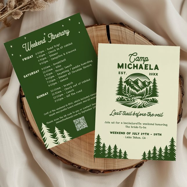 Camp Bachelorette Last Trail Weekend Itinerary Invitation (Creator Uploaded)