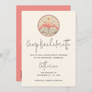 Camp Bachelorette Modern Pink Script Weekend Invitation