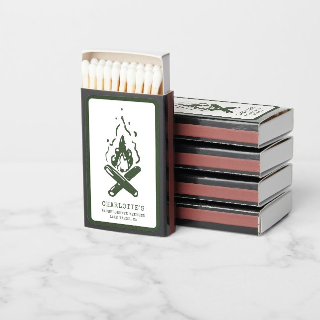 Camp Bachelorette Modern Rustic Bachelorette Party Matchboxes (Stacked)