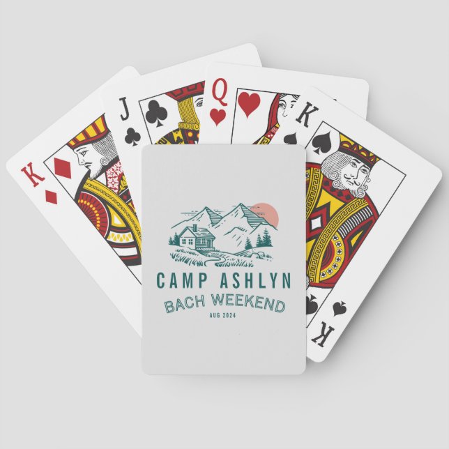 Camp Bachelorette Mountain Cabin Playing Cards (Back)