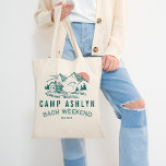 Camp Bachelorette Mountain Cabin Tote Bag<br><div class="desc">This Camp themed bachelorette tote bag is the perfect gift for bridesmaids and the bride on a mountain or lake bachelorette trip! Customize it with the location,  date and bride's name to make it on of a kind!</div>