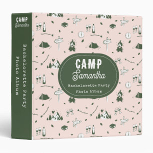 Camp Bachelorette Party Bach Weekend Pink Green 3 Ring Binder