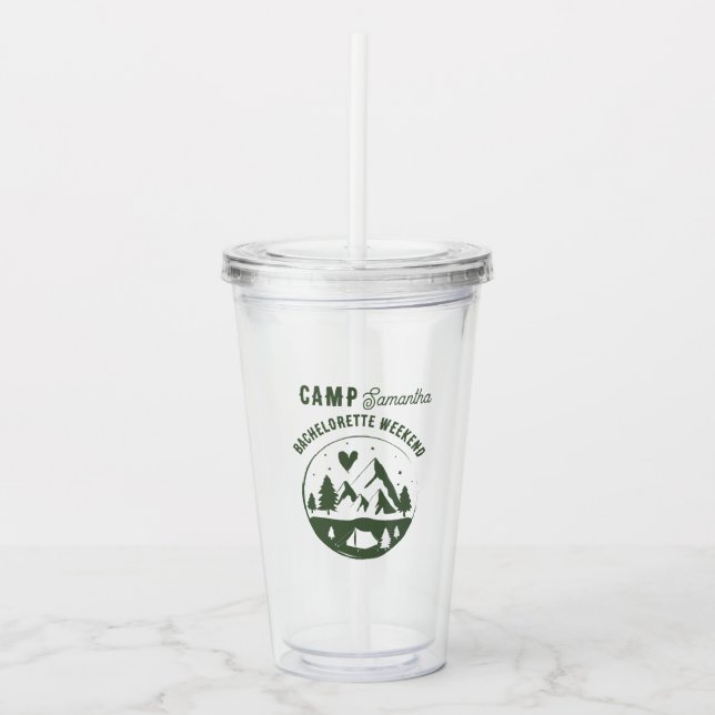 Camp Bachelorette Party Camping Bach Acrylic Tumbler (Front)