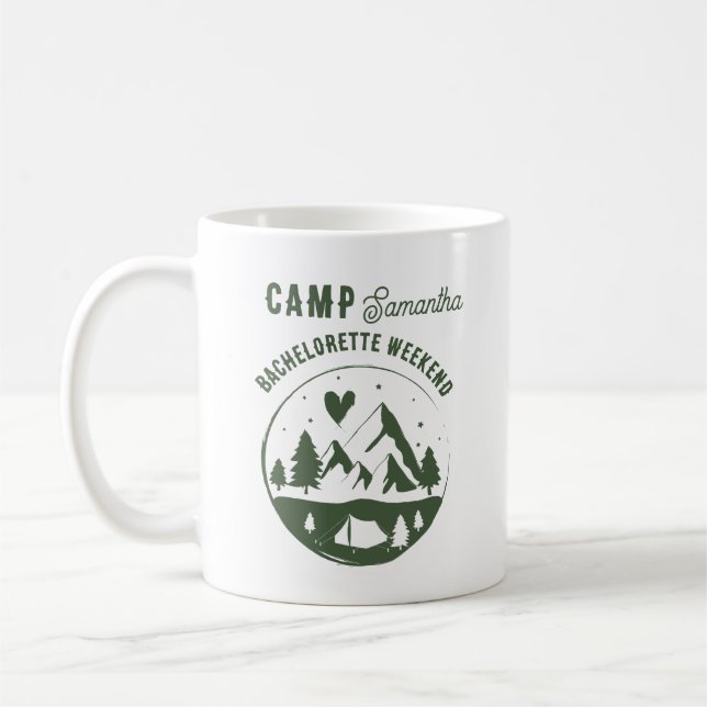 Camp Bachelorette Party Camping Bach Coffee Mug (Left)