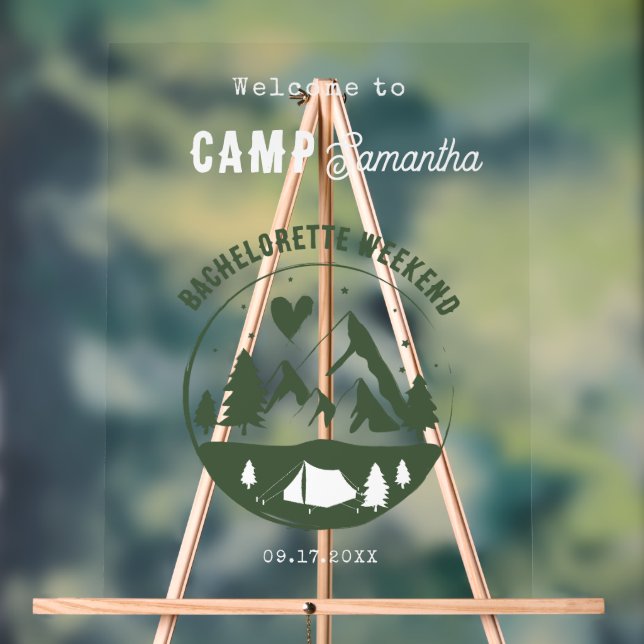Camp Bachelorette Party Camping Bach Weekend  Acrylic Sign (Neutral)