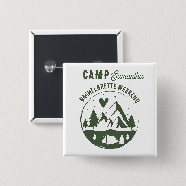 Camp Bachelorette Party Camping Bach Weekend Button (Front & Back)