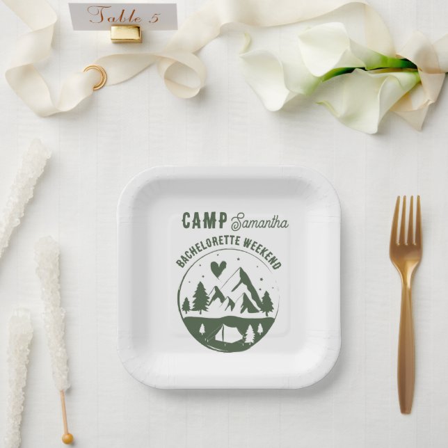 Camp Bachelorette Party Camping Bach Weekend  Paper Plates (Wedding)